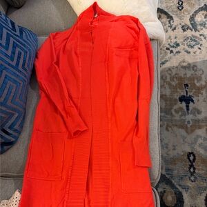 Vibrant coral Long Cardigan